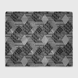 Плед Black and White Ethnic Patchwork Pattern