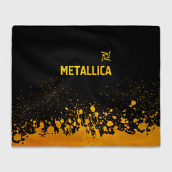 Плед флисовый Metallica - gold gradient: символ сверху, цвет: 3D-велсофт