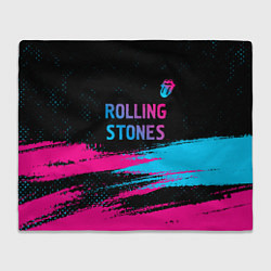 Плед флисовый Rolling Stones - neon gradient: символ сверху, цвет: 3D-велсофт