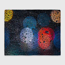 Плед флисовый Разноцветные огни сквозь дождевое стекло, цвет: 3D-велсофт