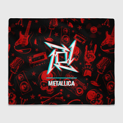Плед флисовый Metallica rock glitch, цвет: 3D-велсофт