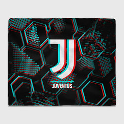 Плед Juventus FC в стиле glitch на темном фоне