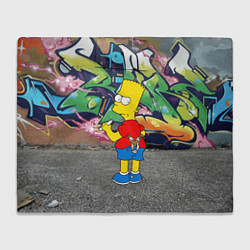 Плед Хулиган Барт Симпсон на фоне стены с граффити