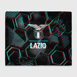Плед флисовый Lazio FC в стиле glitch на темном фоне, цвет: 3D-велсофт