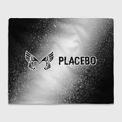 Плед Placebo glitch на светлом фоне: надпись и символ