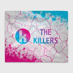 Плед флисовый The Killers neon gradient style: надпись и символ, цвет: 3D-велсофт