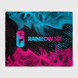 Плед Rainbow Six - neon gradient: надпись и символ