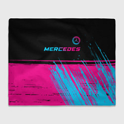 Плед флисовый Mercedes - neon gradient: символ сверху, цвет: 3D-велсофт