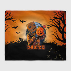 Плед флисовый Хэллоуин убийца с тыквой, цвет: 3D-велсофт