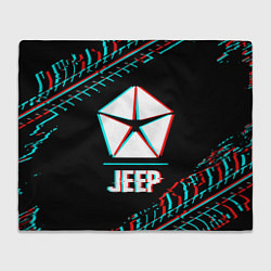 Плед Значок Jeep в стиле glitch на темном фоне