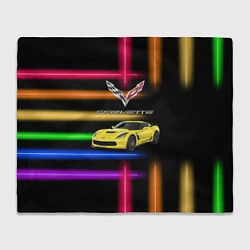 Плед флисовый Chevrolet Corvette - гоночная команда - Motorsport, цвет: 3D-велсофт