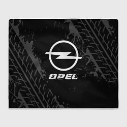 Плед Opel speed на темном фоне со следами шин