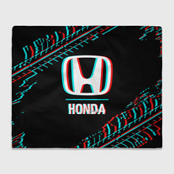 Плед Значок Honda в стиле glitch на темном фоне