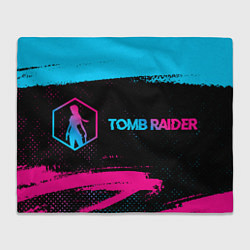 Плед Tomb Raider - neon gradient: надпись и символ