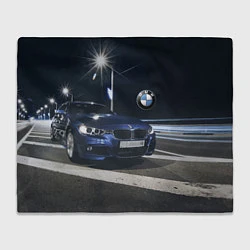 Плед флисовый BMW на ночной трассе, цвет: 3D-велсофт