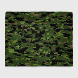 Плед флисовый Камуфляж лесной пиксель, цвет: 3D-велсофт