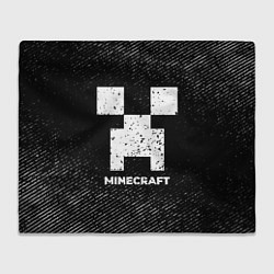Плед флисовый Minecraft с потертостями на темном фоне, цвет: 3D-велсофт
