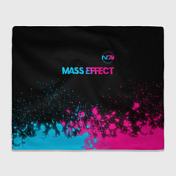 Плед флисовый Mass Effect - neon gradient: символ сверху, цвет: 3D-велсофт