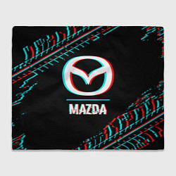 Плед Значок Mazda в стиле glitch на темном фоне