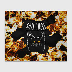 Плед Sum41 рок кот и огонь