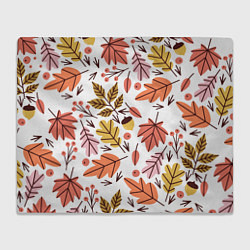 Плед флисовый Осенний паттерн - листья, цвет: 3D-велсофт