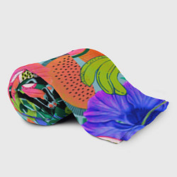 Плед флисовый Цветочный, фруктовый, тропический паттерн, цвет: 3D-велсофт — фото 2