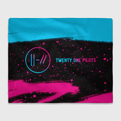 Плед флисовый Twenty One Pilots - neon gradient: надпись и симво, цвет: 3D-велсофт