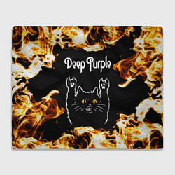 Плед Deep Purple рок кот и огонь