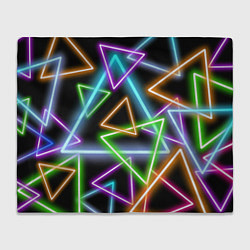 Плед флисовый Неоновые треугольники - текстура, цвет: 3D-велсофт