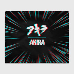 Плед флисовый Символ Akira в стиле glitch на темном фоне, цвет: 3D-велсофт
