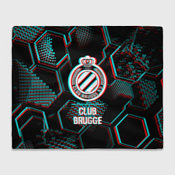 Плед Club Brugge FC в стиле glitch на темном фоне