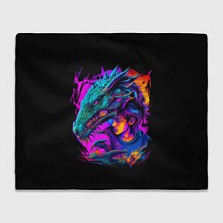 Плед флисовый Дракон и девушка - поп арт, цвет: 3D-велсофт