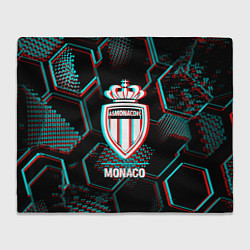 Плед флисовый Monaco FC в стиле glitch на темном фоне, цвет: 3D-велсофт