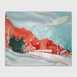 Плед флисовый Зимние новогодние горы, цвет: 3D-велсофт