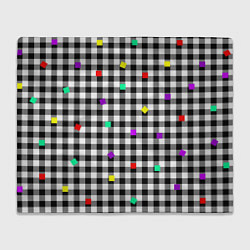 Плед Черно-белая клетка с цветными квадратами