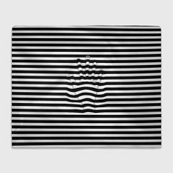 Плед флисовый Черно-белые полосы и контур руки, цвет: 3D-велсофт