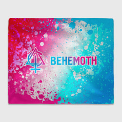 Плед Behemoth neon gradient style: надпись и символ