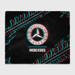 Плед Значок Mercedes в стиле glitch на темном фоне