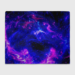 Плед флисовый Неоновый космос со звездами, цвет: 3D-велсофт