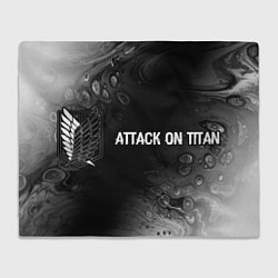 Плед Attack on Titan glitch на темном фоне: надпись и с