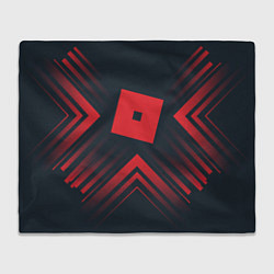 Плед Красный символ Roblox на темном фоне со стрелками