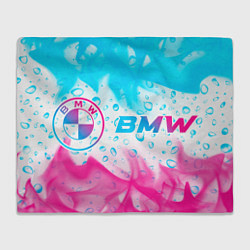Плед BMW neon gradient style: надпись и символ