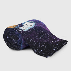 Плед флисовый Три котика в открытом космосе, цвет: 3D-велсофт — фото 2