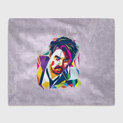 Плед флисовый Геометрический портрет Джонни Деппа, цвет: 3D-велсофт