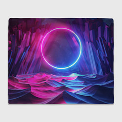 Плед флисовый Круг и разноцветные кристаллы - vaporwave, цвет: 3D-велсофт