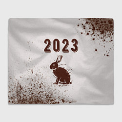Плед флисовый 2023 Кролик силуэт на светлом, цвет: 3D-велсофт