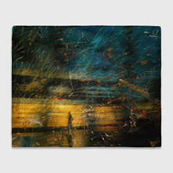 Плед флисовый Синие и жёлтые огни и царапины, цвет: 3D-велсофт