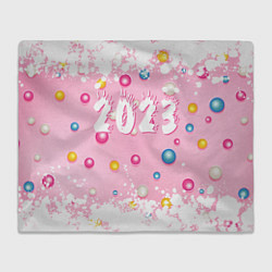 Плед флисовый White and pink 2023, цвет: 3D-велсофт
