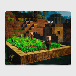 Плед флисовый Minecraft ферма, цвет: 3D-велсофт