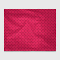 Плед флисовый Красный паттерн с мелкими сердечками, цвет: 3D-велсофт